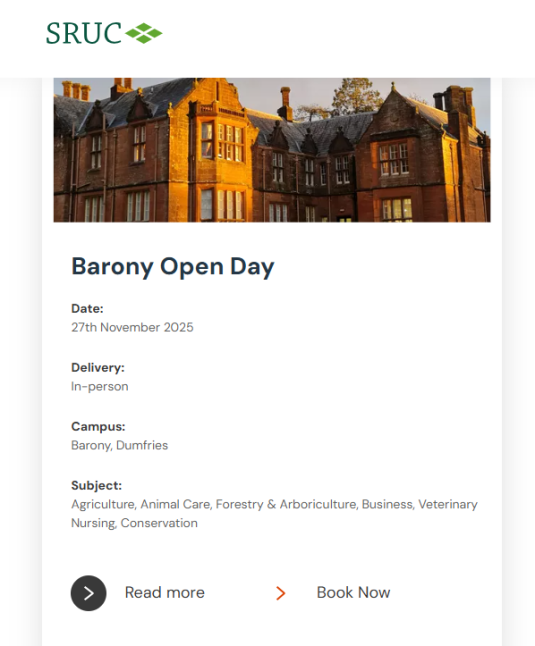 Screenshot of open day