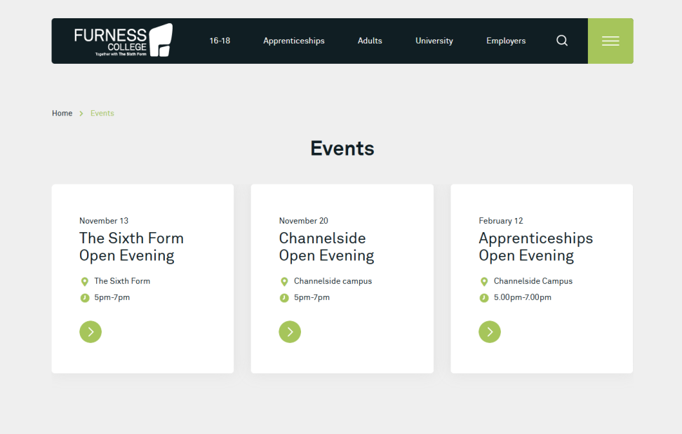 Screenshot of FC open days